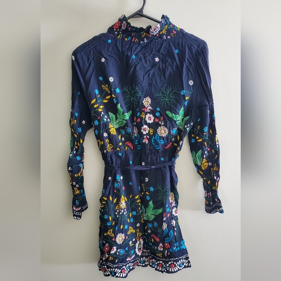 ABYOXI | Lightweight Navy "Embroided" Floral Print Mini Dress in Large - Picture 6 of 13